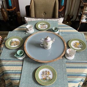 Vintage 1999 Sakura "Garden Vignette" 8” Stoneware Plates Set of 4